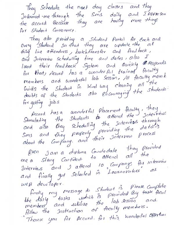 JAVA Student Testimonial