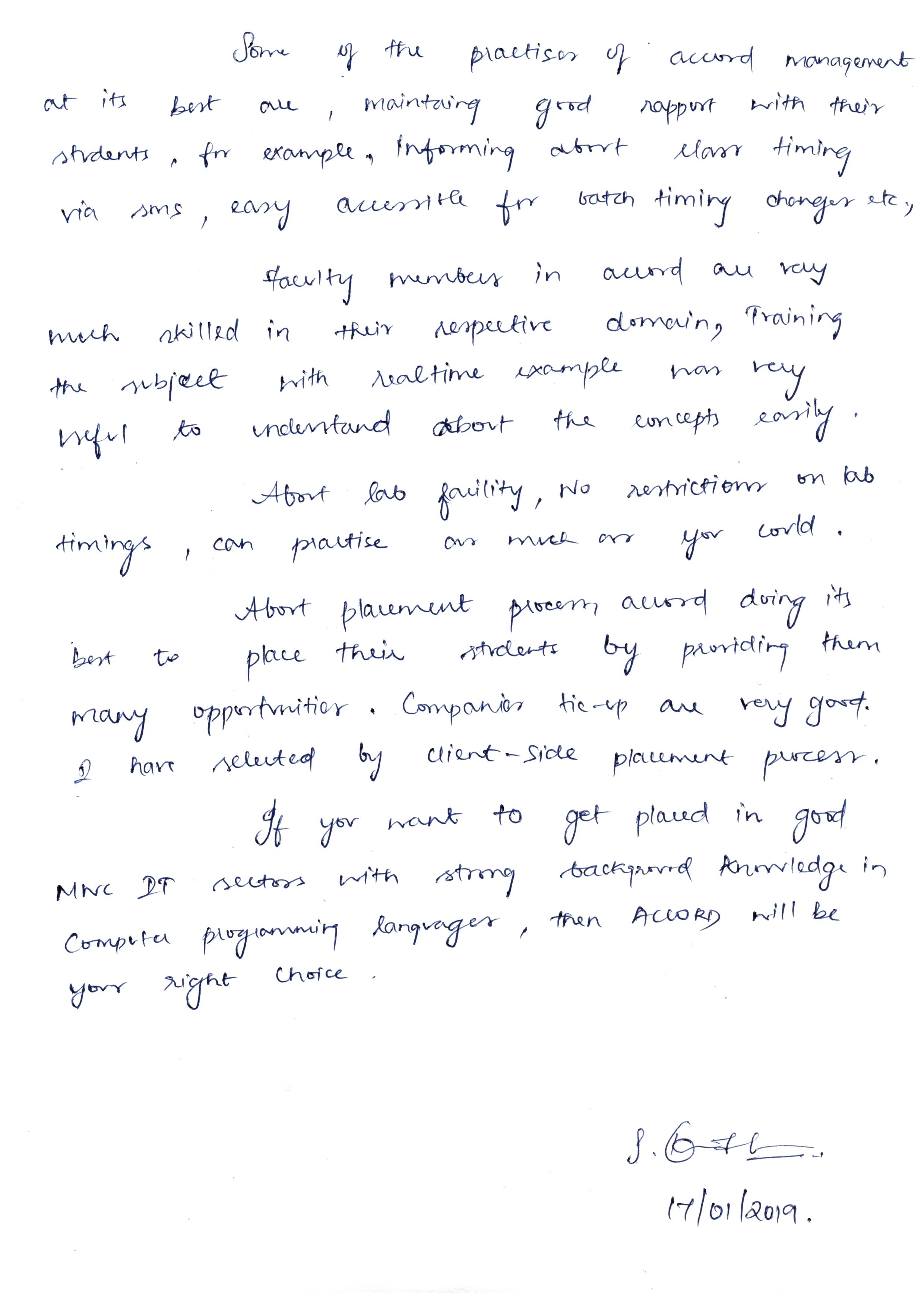 JAVA Student Testimonial